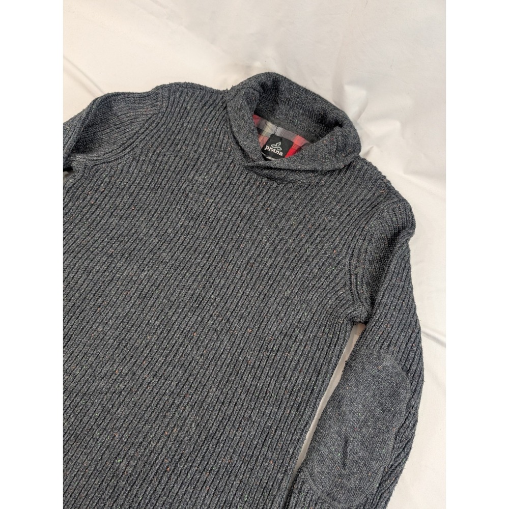 prAna Onyx Cowl Neck Cable Knit Sweater Charcoal Gray Men's Size Medium